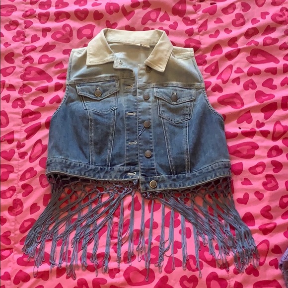 boho, country, hippy denim vest - Picture 2 of 4